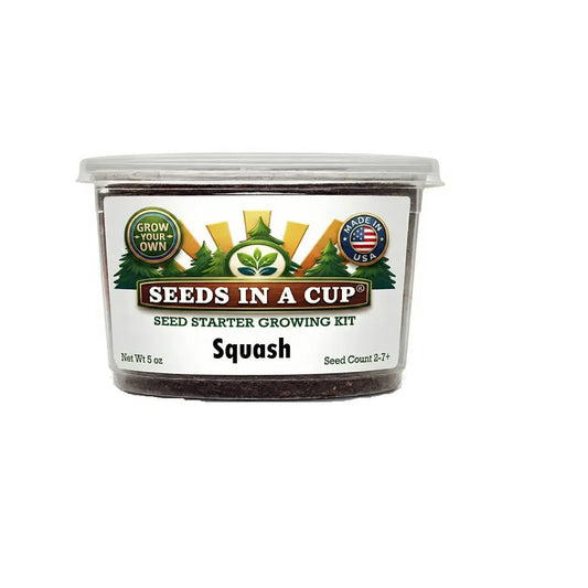 Seeds In A Cup Squash (Cucurbita maxima) Grow Kit - Complete seed starter with recyclable planter, non-GMO seeds, and real potting soil. Hand-assembled in Cleveland, Ohio, USA.