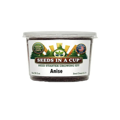 Seeds In A Cup Anise (Pimpinella anisum) Grow Kit - Complete seed starter with recyclable planter, non-GMO seeds, and real potting soil. Hand-assembled in Cleveland, Ohio, USA.