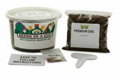 Seeds In A Cup Money Plant (Jade) grow kit with all contents: non-GMO seeds, real loose potting soil, recyclable planter, and growing instructions. Made in Cleveland, Ohio.