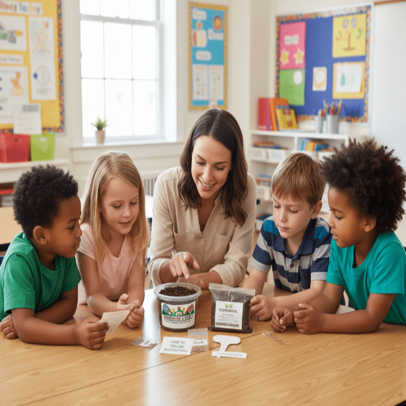 Hands-on STEM gardening: Planting Black Locust Tree (Robinia pseudoacacia) seeds in Seeds In A Cup recyclable planter. Educational seed-to-sprout project for kids and classrooms.