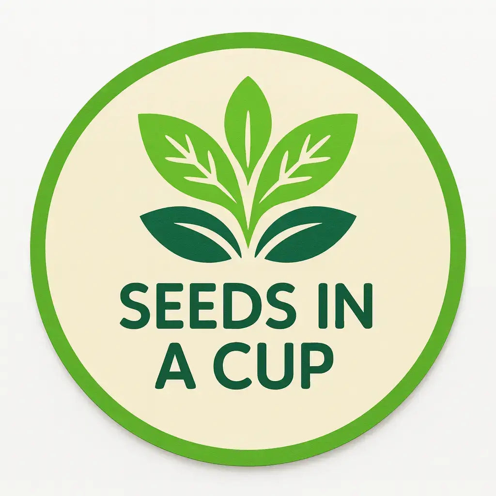 Seeds In A Cup Cantaloupe grow kit with all included contents: non-GMO seeds, real loose potting soil, recyclable planter, and step-by-step growing instructions. Made in Cleveland, Ohio.