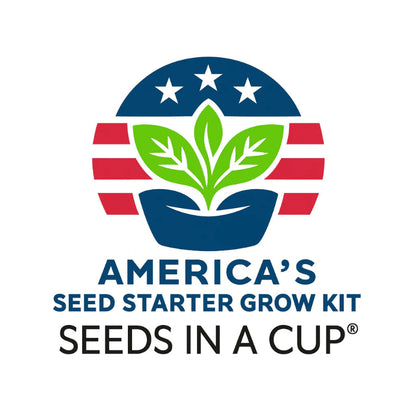 Complete Seeds In A Cup Black Cherry Tree growing system: recyclable planter, premium soil, and non-GMO Prunus serotina seeds. Indoor seed starter kit manufactured in Cleveland, Ohio, USA.