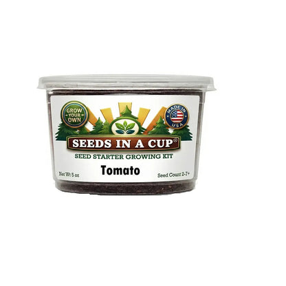 Seeds In A Cup Tomato (Solanum lycopersicum) Grow Kit - Complete seed starter with recyclable planter, non-GMO seeds, and real potting soil. Hand-assembled in Cleveland, Ohio, USA.