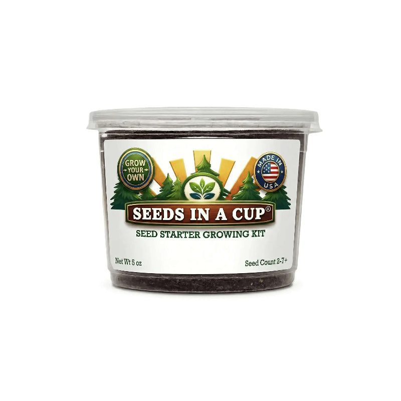 Seeds In A Cup® Tree & Vine Multi-Variety Grow Kit with non-GMO seeds, real loose potting soil, recyclable planter, and step-by-step instructions — made in Cleveland, Ohio.
